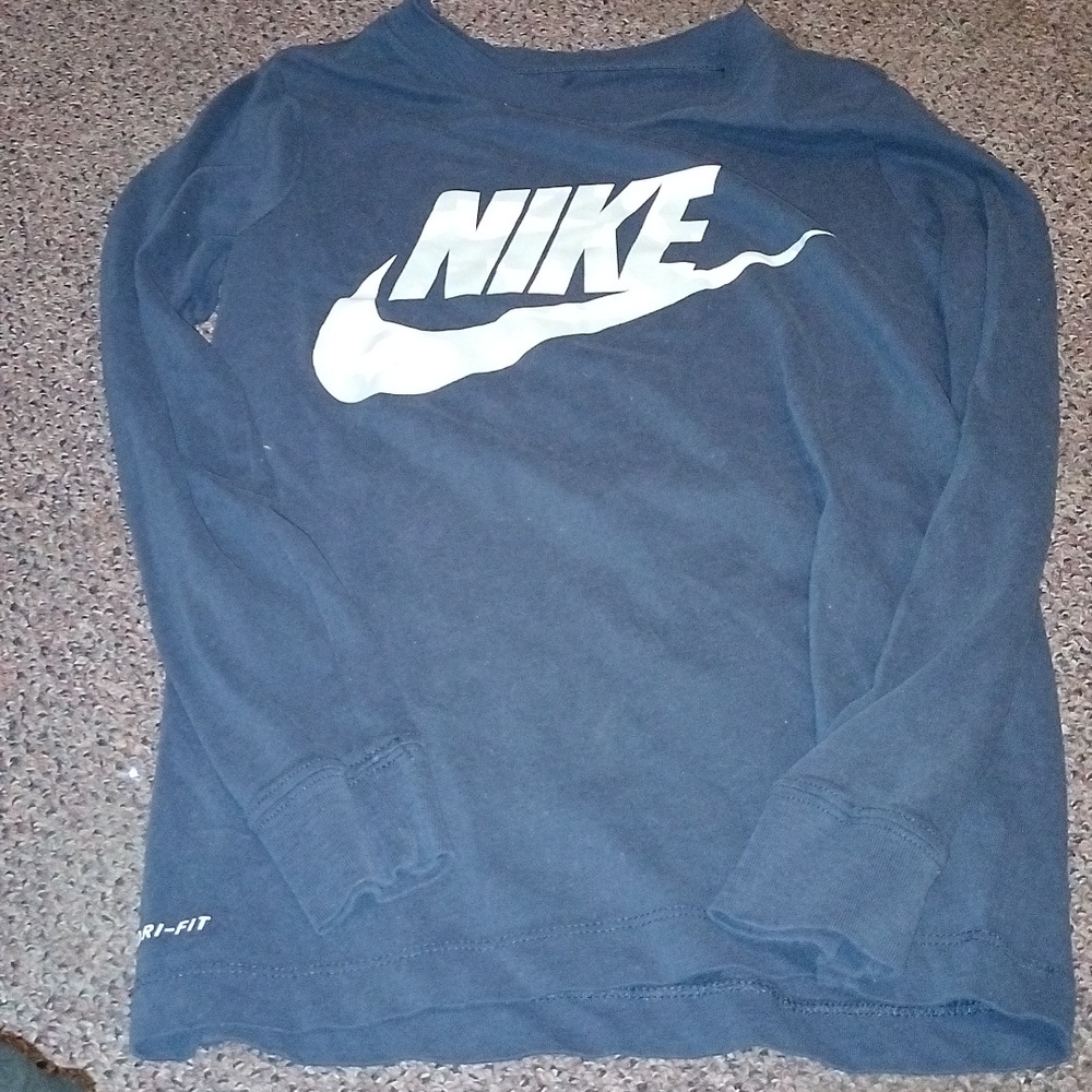 Nike Long Sleeve Shirt - Navy Blue with Camo Swoosh